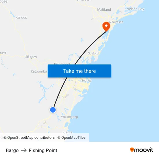 Bargo to Fishing Point map