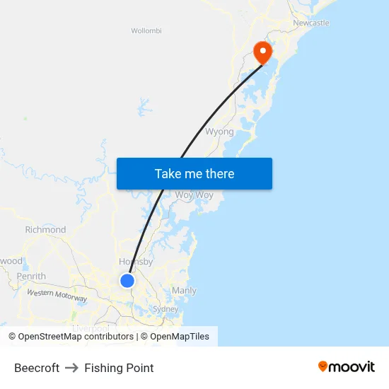 Beecroft to Fishing Point map