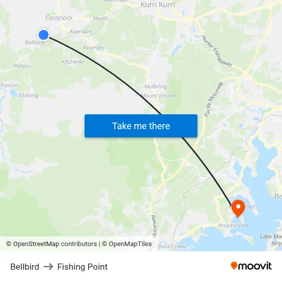 Bellbird to Fishing Point map