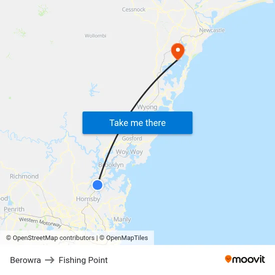 Berowra to Fishing Point map