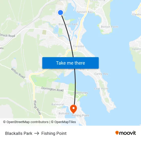Blackalls Park to Fishing Point map