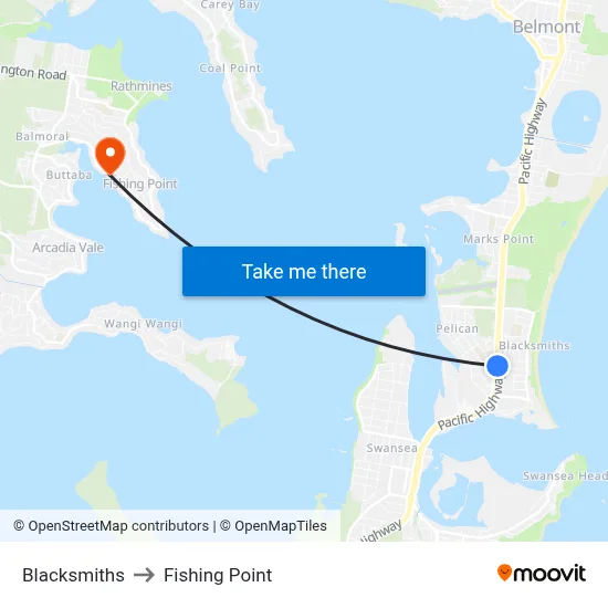 Blacksmiths to Fishing Point map