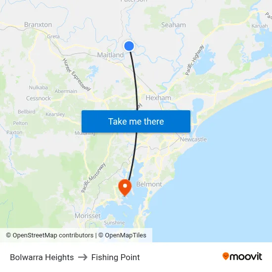 Bolwarra Heights to Fishing Point map
