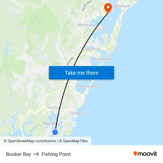 Booker Bay to Fishing Point map
