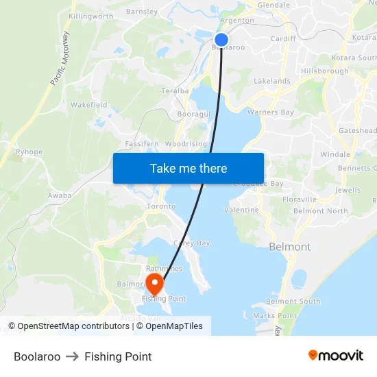 Boolaroo to Fishing Point map