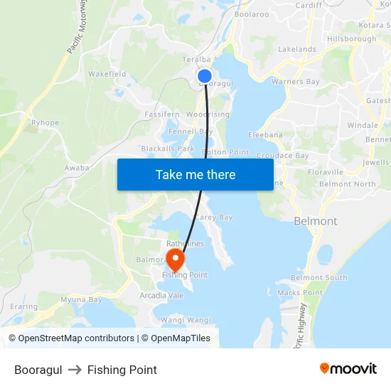 Booragul to Fishing Point map