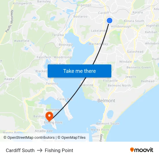 Cardiff South to Fishing Point map