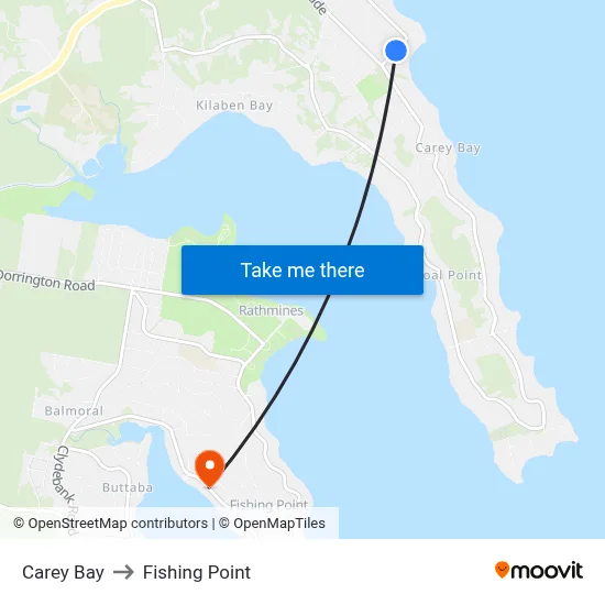 Carey Bay to Fishing Point map