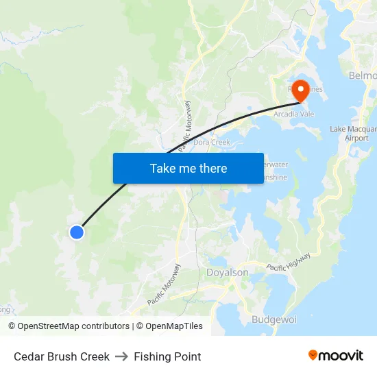 Cedar Brush Creek to Fishing Point map