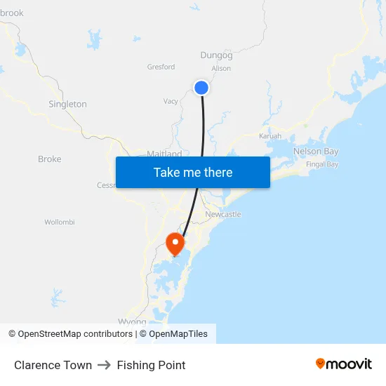 Clarence Town to Fishing Point map