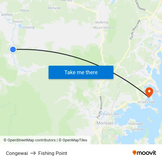 Congewai to Fishing Point map