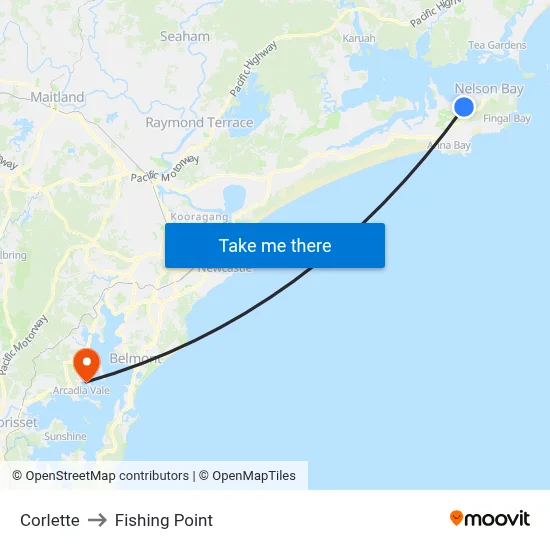 Corlette to Fishing Point map