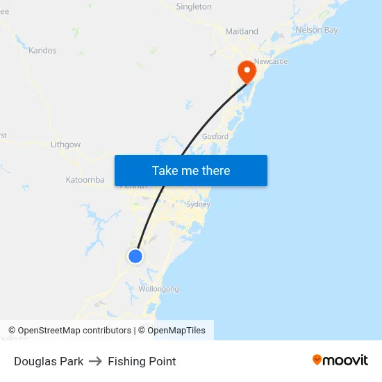 Douglas Park to Fishing Point map