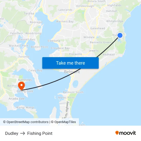 Dudley to Fishing Point map