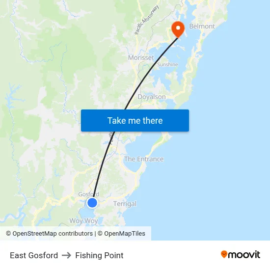 East Gosford to Fishing Point map