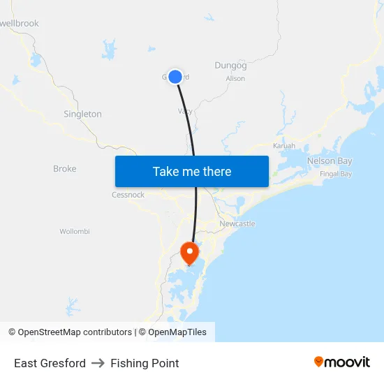 East Gresford to Fishing Point map