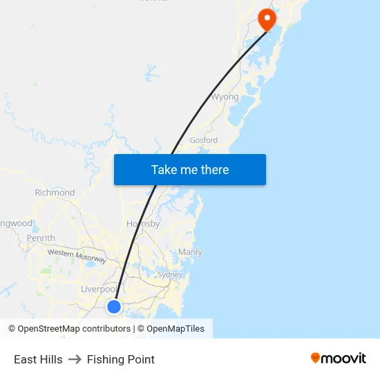 East Hills to Fishing Point map