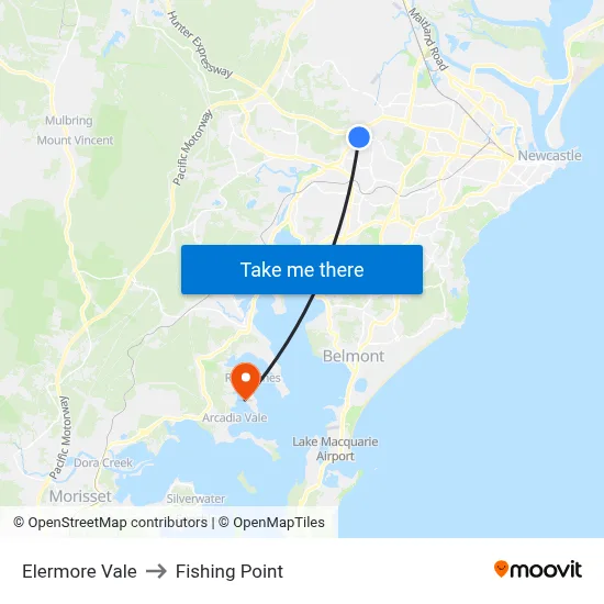 Elermore Vale to Fishing Point map
