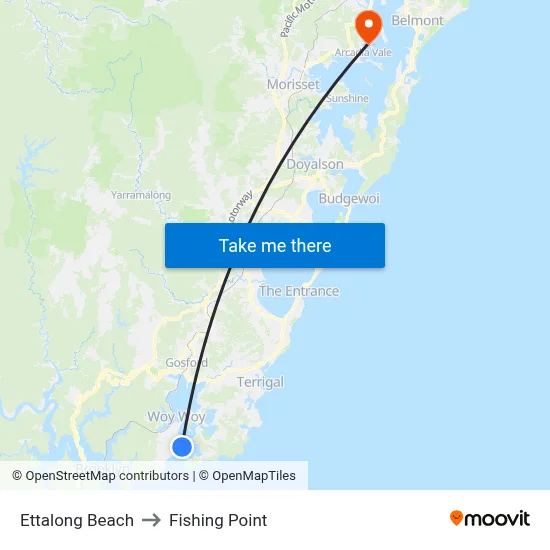Ettalong Beach to Fishing Point map
