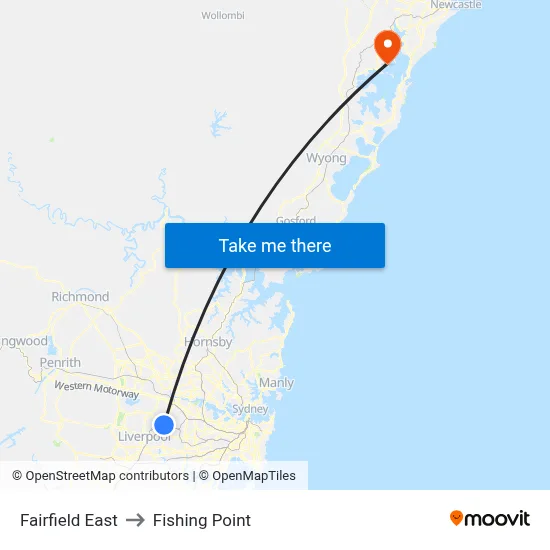 Fairfield East to Fishing Point map