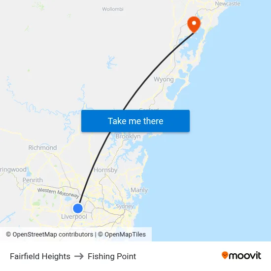 Fairfield Heights to Fishing Point map