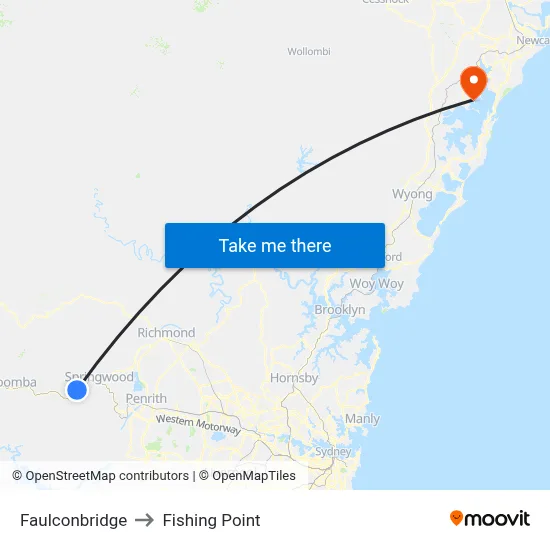 Faulconbridge to Fishing Point map