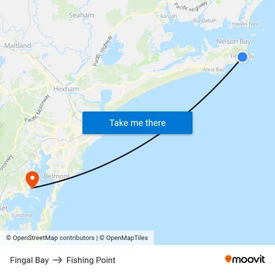 Fingal Bay to Fishing Point map