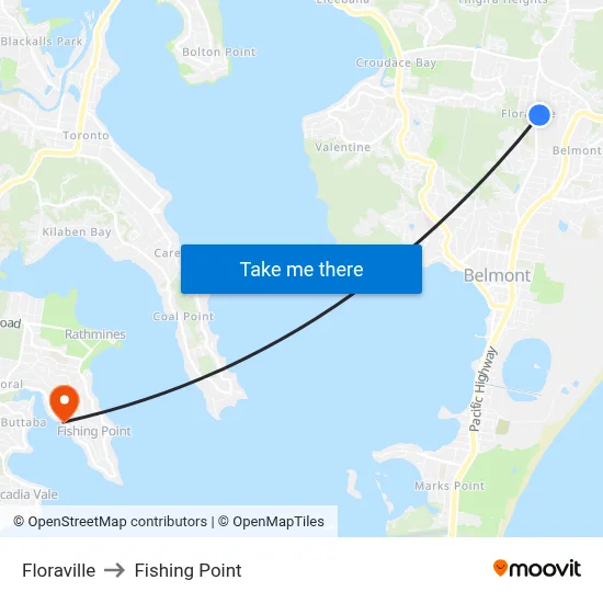 Floraville to Fishing Point map