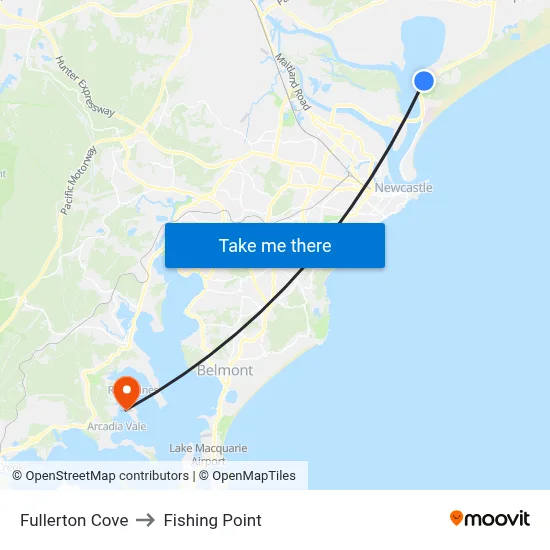 Fullerton Cove to Fishing Point map