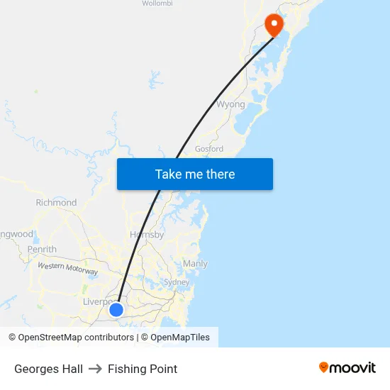 Georges Hall to Fishing Point map