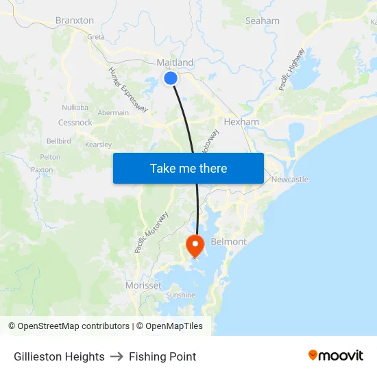 Gillieston Heights to Fishing Point map