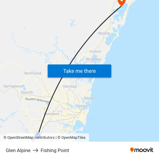Glen Alpine to Fishing Point map