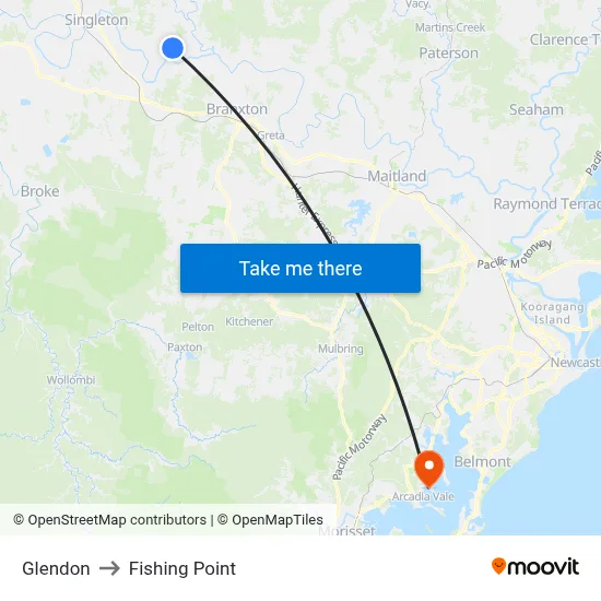 Glendon to Fishing Point map