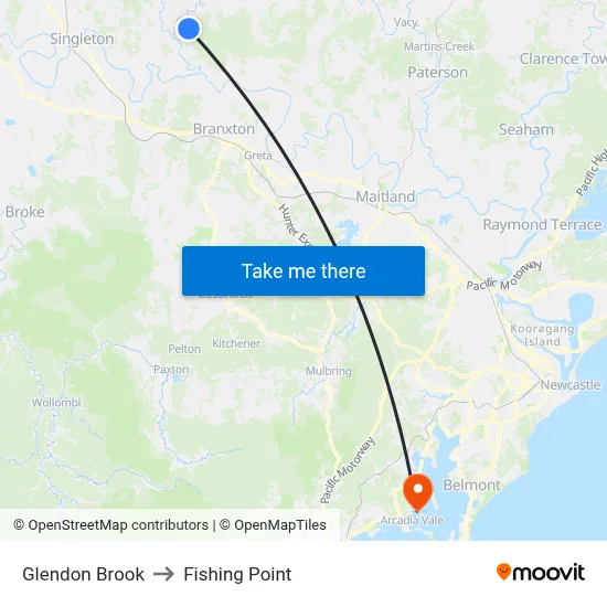 Glendon Brook to Fishing Point map