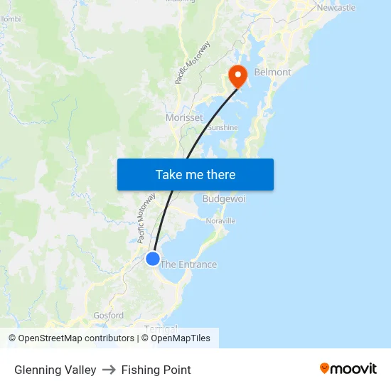 Glenning Valley to Fishing Point map