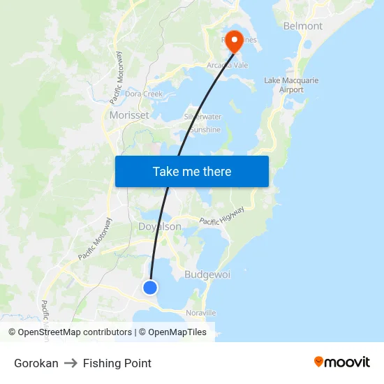 Gorokan to Fishing Point map