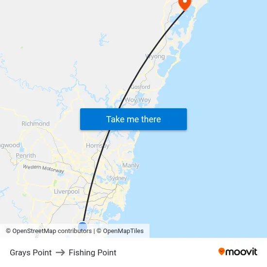 Grays Point to Fishing Point map