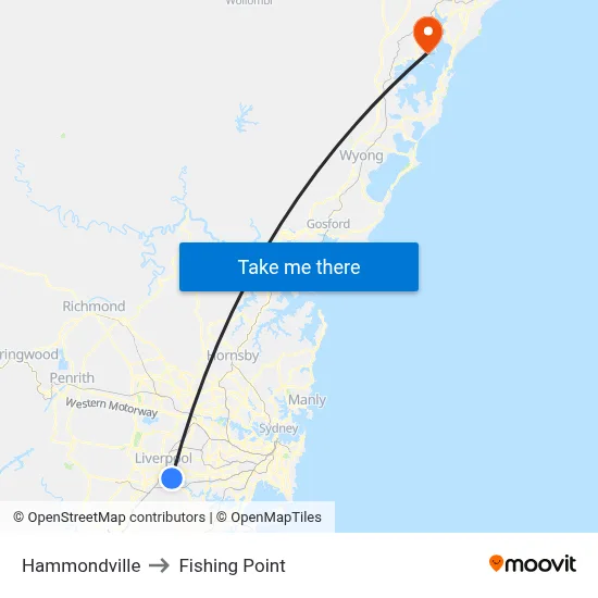Hammondville to Fishing Point map