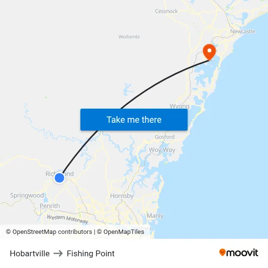 Hobartville to Fishing Point map