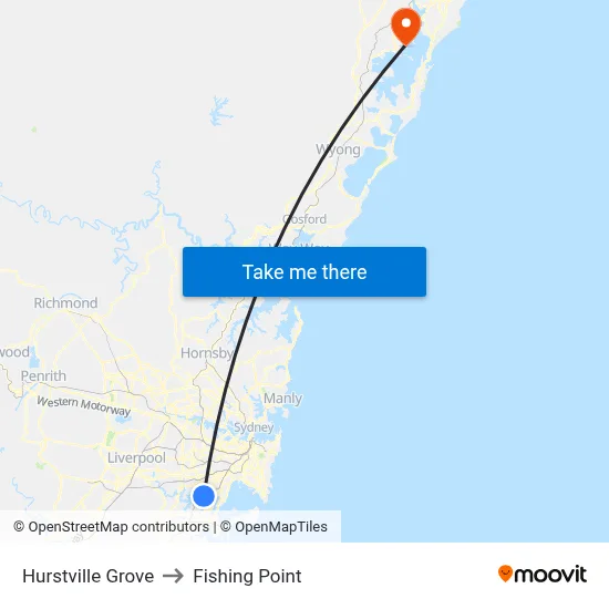 Hurstville Grove to Fishing Point map