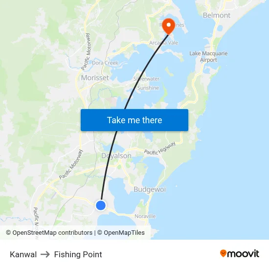 Kanwal to Fishing Point map