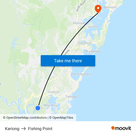 Kariong to Fishing Point map