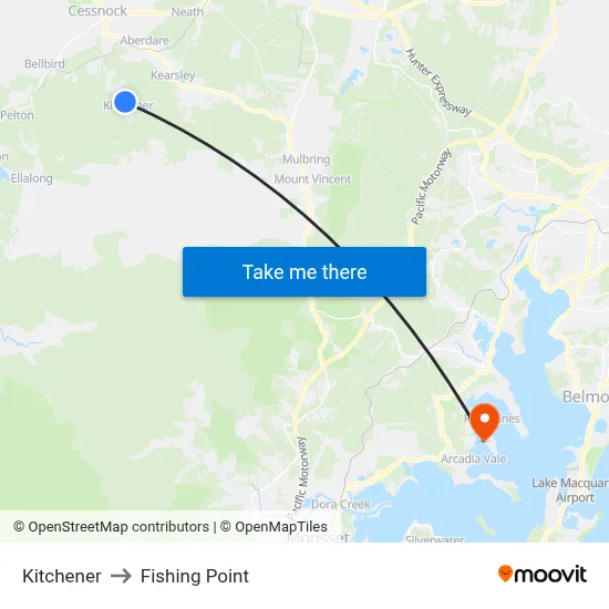 Kitchener to Fishing Point map