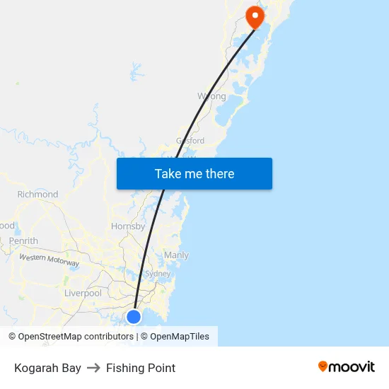 Kogarah Bay to Fishing Point map