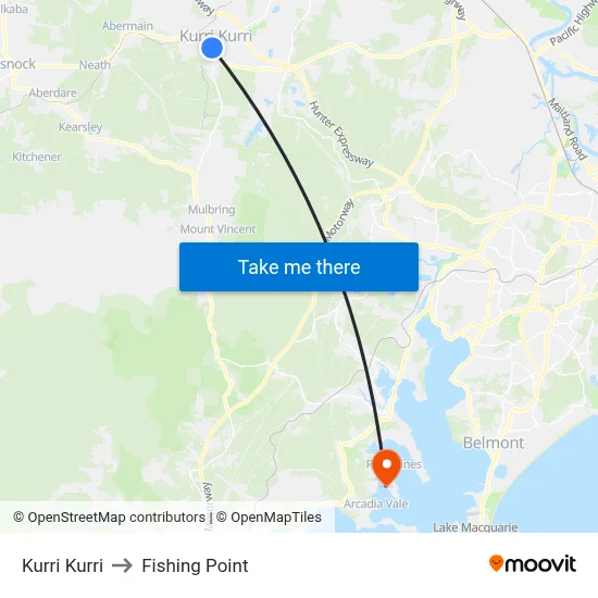 Kurri Kurri to Fishing Point map