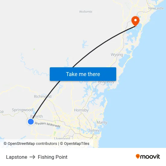 Lapstone to Fishing Point map