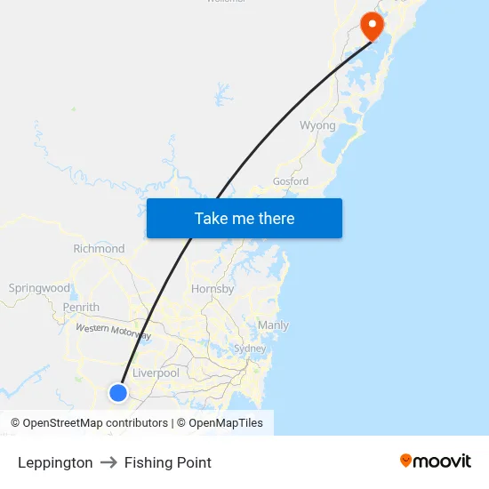 Leppington to Fishing Point map
