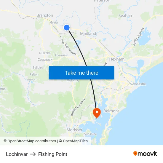 Lochinvar to Fishing Point map