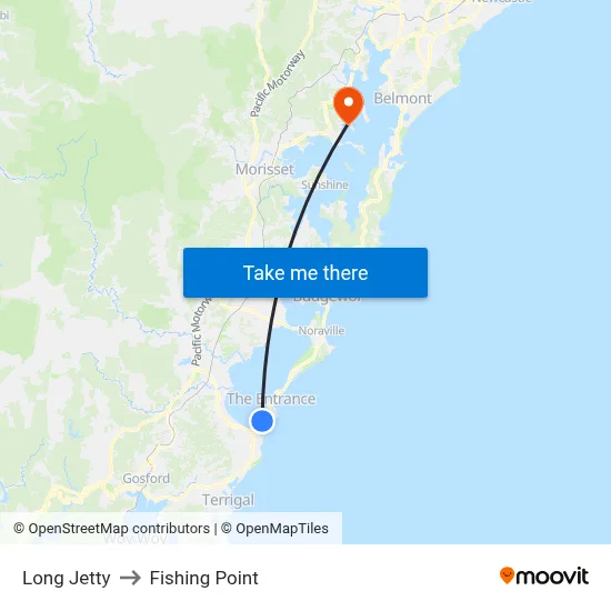 Long Jetty to Fishing Point map