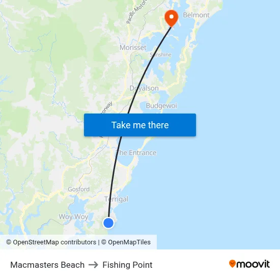 Macmasters Beach to Fishing Point map